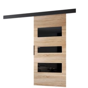 Drzwi przesuwne MINIO go for it PRIM C 96 cm dąb sonoma z czarną maskownicą 1 szt.