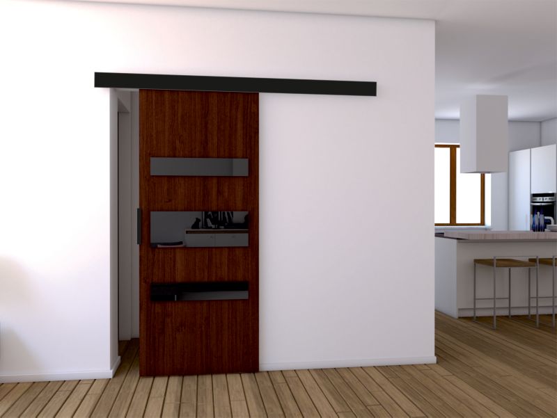 Drzwi przesuwne MINIO go for it PRIM D 96 cm wenge z czarną maskownicą 1 szt.
