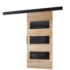 Drzwi przesuwne MINIO go for it PRIM E 86 cm dąb sonoma z czarną maskownicą 1 szt.