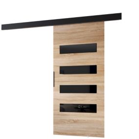 Drzwi przesuwne MINIO go for it PRIM F 76 cm dąb sonoma z czarną maskownicą 1 szt.