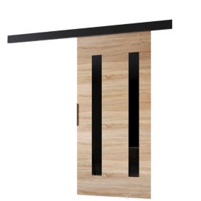 Drzwi przesuwne MINIO go for it PRIM H 76 cm dąb sonoma z czarną maskownicą 1 szt.