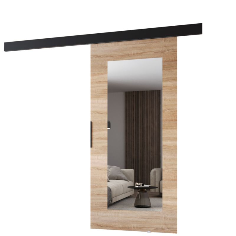 Drzwi przesuwne MINIO go for it PRIM I 76 cm dąb sonoma z czarną maskownicą 1 szt.