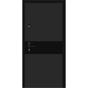 Drzwi wewnątrzklatkowe Stira door Ateron 80 prawe grafitowe czarny pas