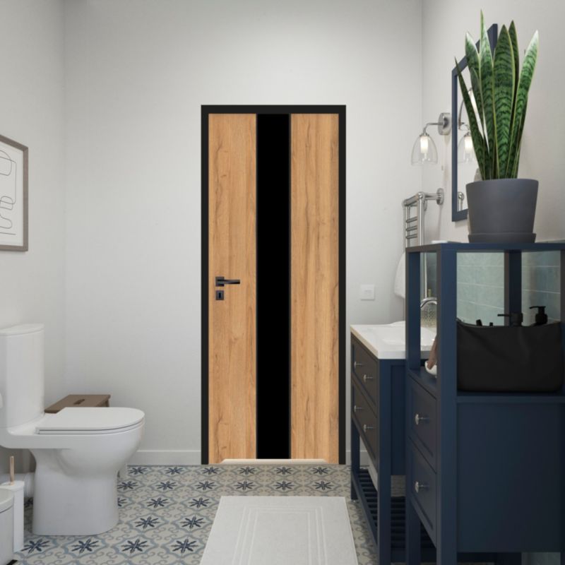 Drzwi z podcięciem Exmoor 70 prawe dąb grandson z czarną szybą
