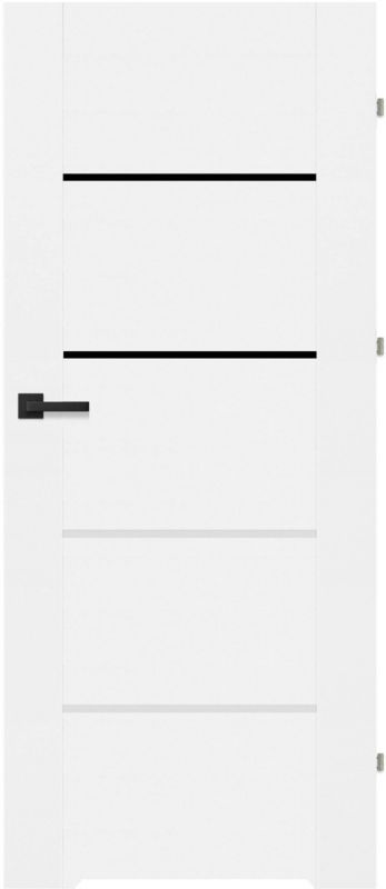 Drzwi z podcięciem Fortia Bolzano 60 prawe białe premium z czarnymi szybkami