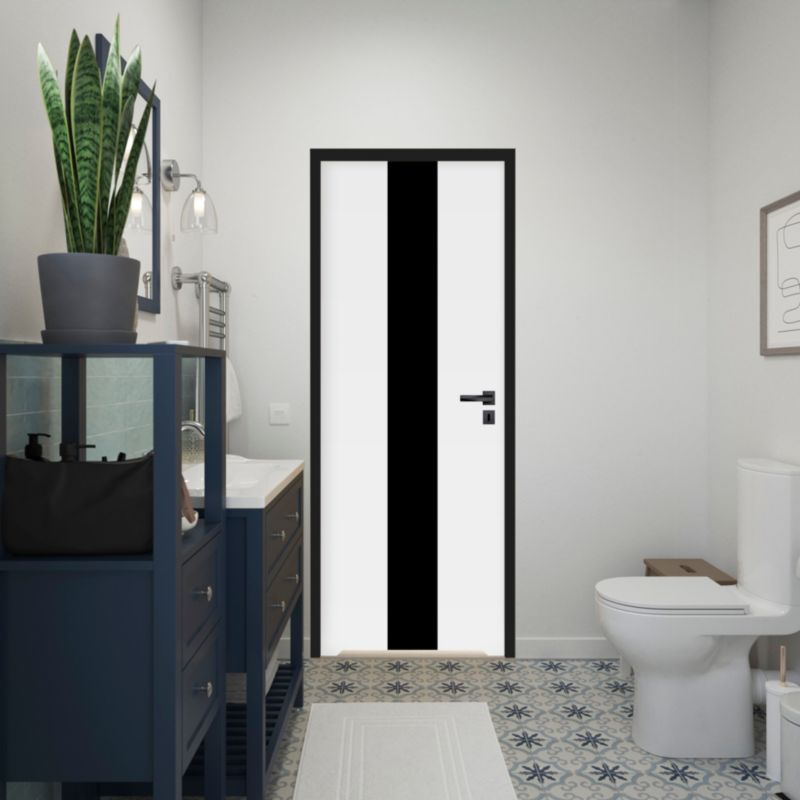 Drzwi z podcięciem Fortia Exmoor 60 lewe białe premium z czarną szybą