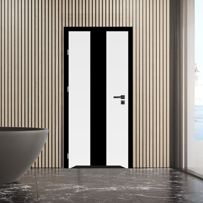 Drzwi z podcięciem Fortia Exmoor 60 lewe białe premium z czarną szybą