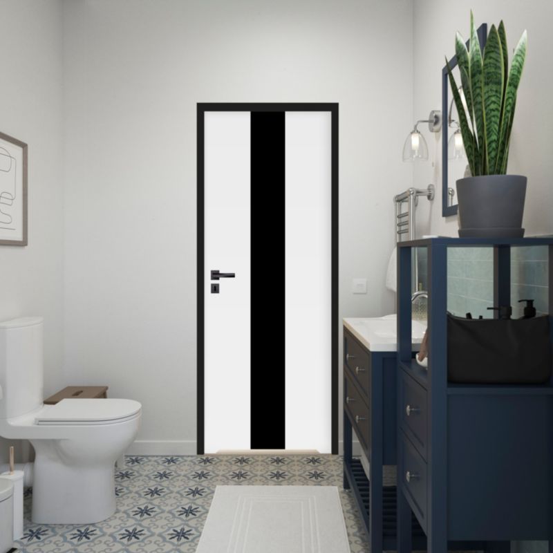 Drzwi z podcięciem Fortia Exmoor 60 prawe białe premium z czarną szybą