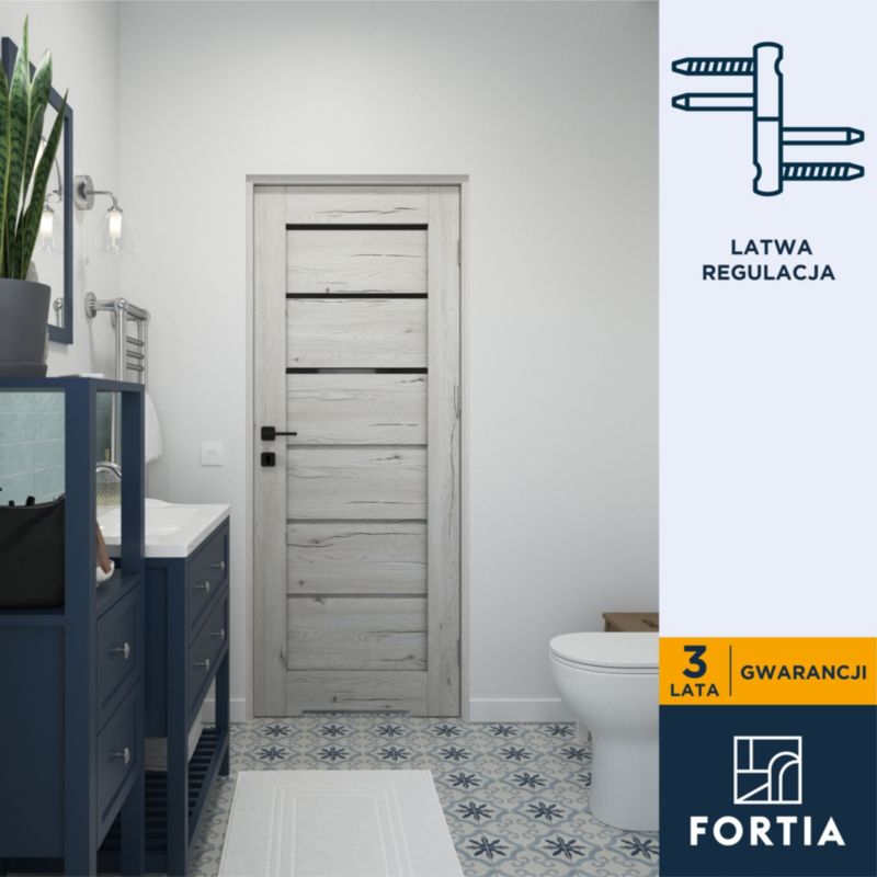 Drzwi z podcięciem Fortia Toreno silver 80 prawe slim czarna szyba