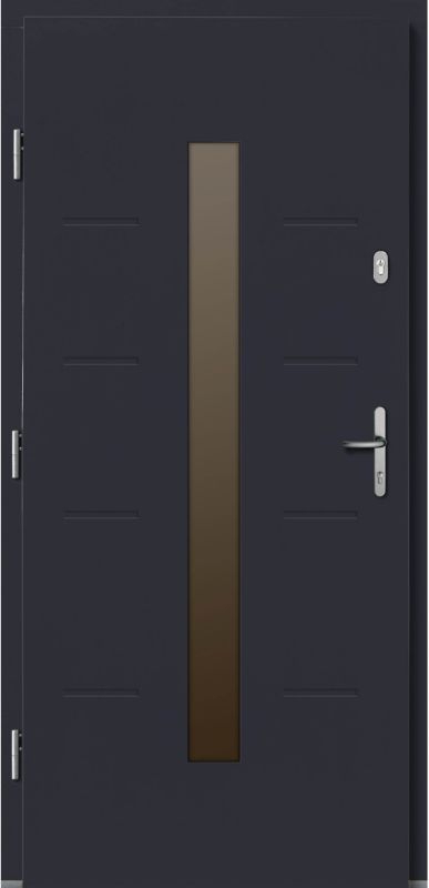 Drzwi zewnętrzne drewniane Anas 90 lewe antracyt