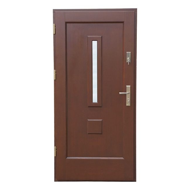 Drzwi zewnętrzne drewniane Bary 90 lewe orzech