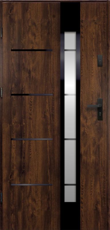 Drzwi zewnętrzne O.K.DOORS ANDRANO 68 mm aluminium 90 lewe orzech