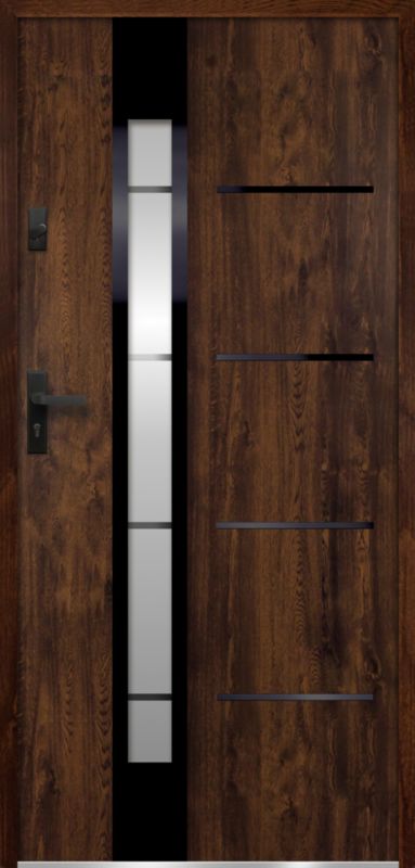 Drzwi zewnętrzne O.K.DOORS ANDRANO 68 mm aluminium 90 lewe orzech