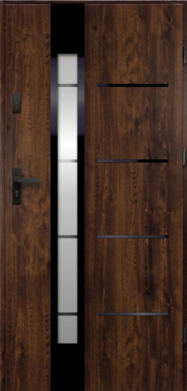 Drzwi zewnętrzne O.K.DOORS ANDRANO 68 mm aluminium 90 prawe orzech