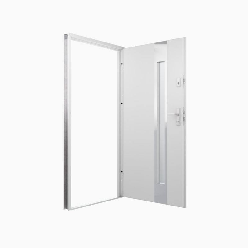 Drzwi zewnętrzne O.K. Doors Arctica 90 prawe białe z antabą/pochwytem