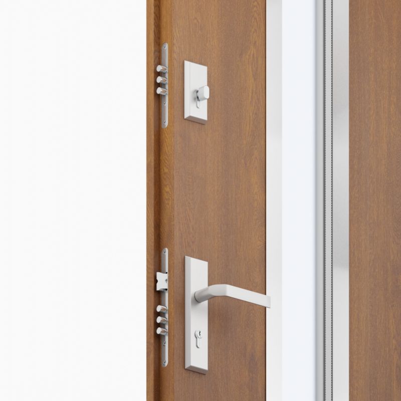 Drzwi zewnętrzne O.K. Doors Aurelia inox 90 lewe złoty dąb