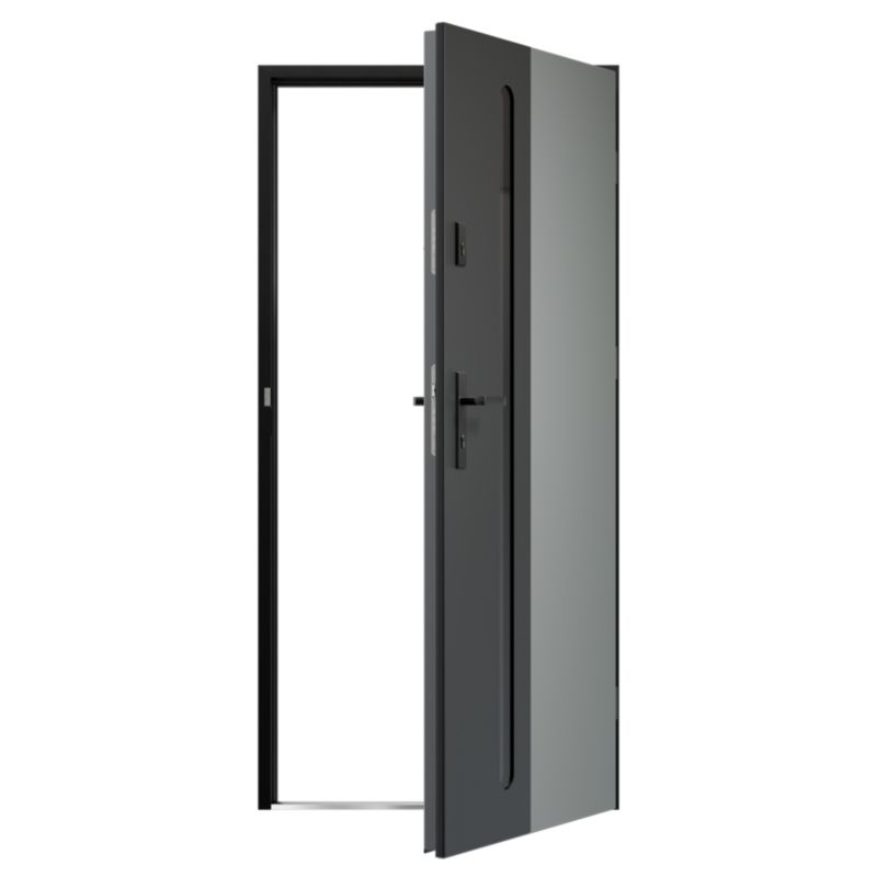 Drzwi zewnętrzne O.K.DOORS FLORES S68 90 prawe antracyt
