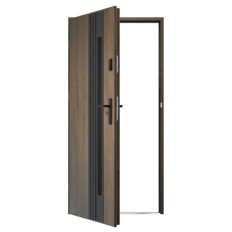 Drzwi zewnętrzne O.K.DOORS SAMAR S68 90 lewe toffee