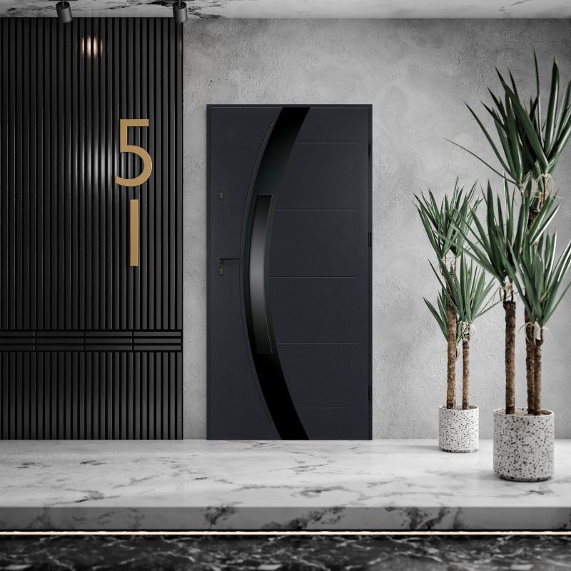 Drzwi zewnętrzne O.K.DOORS SELENE P55 90 prawe antracyt