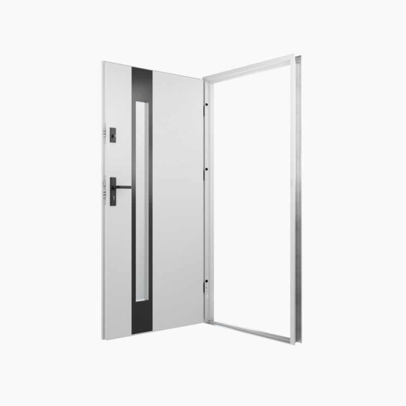 Drzwi zewnętrzne O.K. Doors Temida Black P55 80 lewe białe