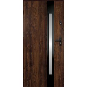 Drzwi zewnętrzne O.K. Doors Temida Black P55 80 lewe ciemny orzech