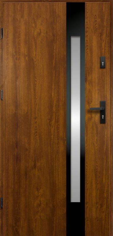 Drzwi zewnętrzne O.K. Doors Temida Black P55 80 lewe złoty dąb