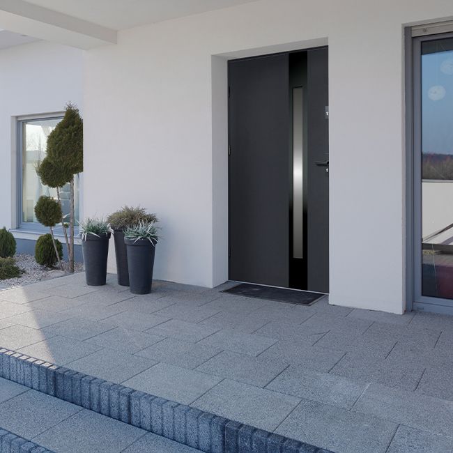 Drzwi zewnętrzne O.K. Doors Temida Black P55 80 prawe antracyt