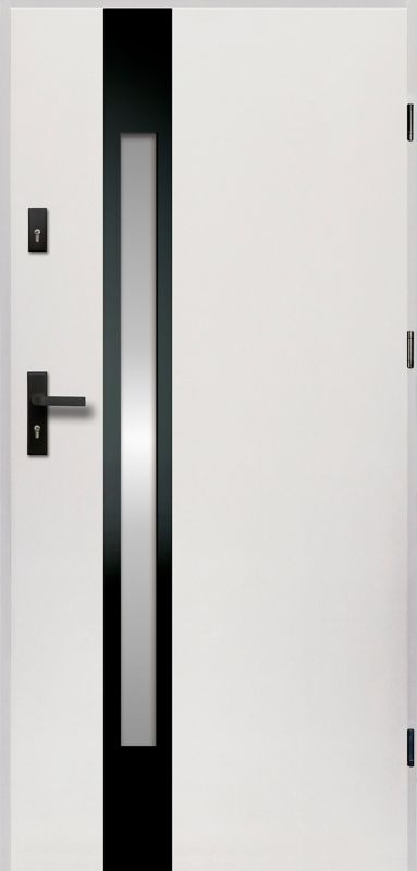 Drzwi zewnętrzne O.K. Doors Temida Black P55 80 prawe białe