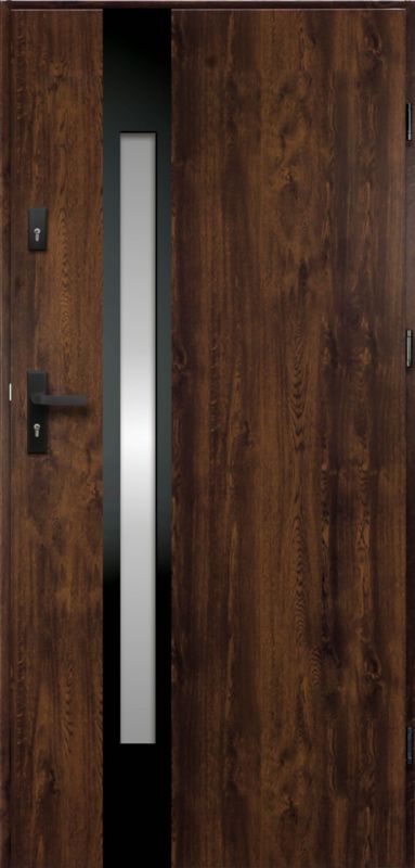 Drzwi zewnętrzne O.K. Doors Temida Black P55 80 prawe ciemny orzech