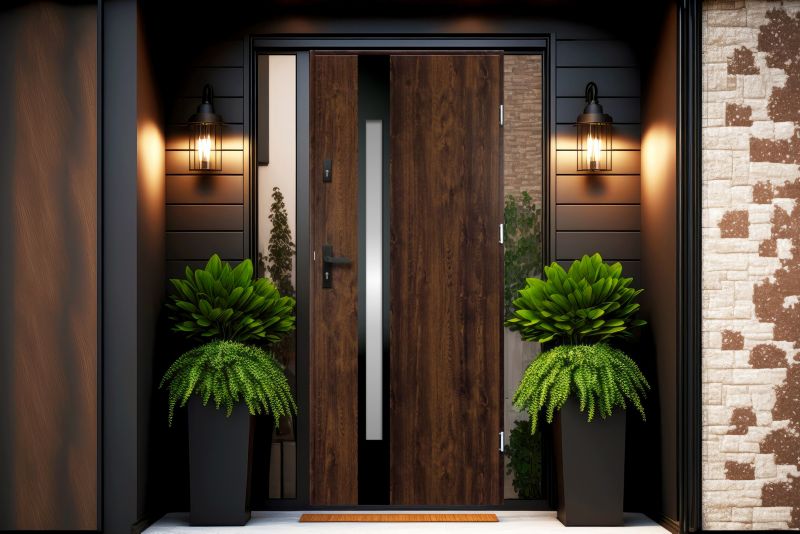 Drzwi zewnętrzne O.K. Doors Temida Black P55 80 prawe ciemny orzech