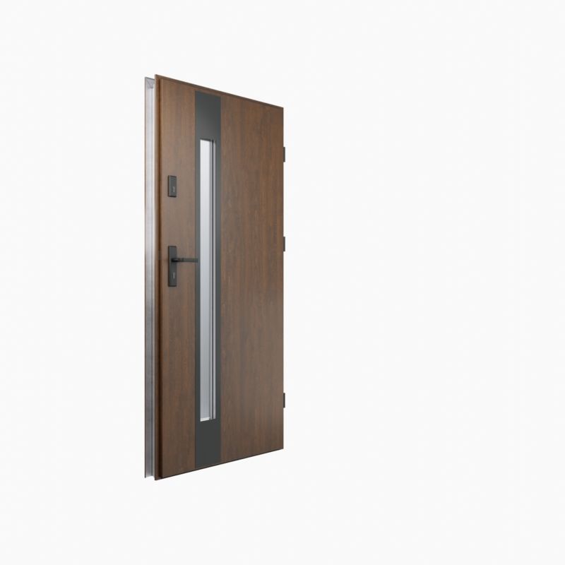 Drzwi zewnętrzne O.K. Doors Temida Black P55 80 prawe ciemny orzech