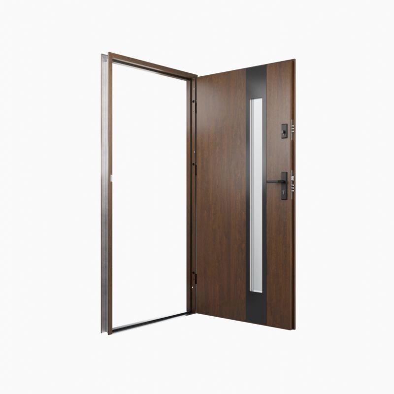 Drzwi zewnętrzne O.K. Doors Temida Black P55 80 prawe ciemny orzech