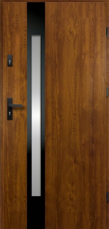 Drzwi zewnętrzne O.K. Doors Temida Black P55 80 prawe złoty dąb