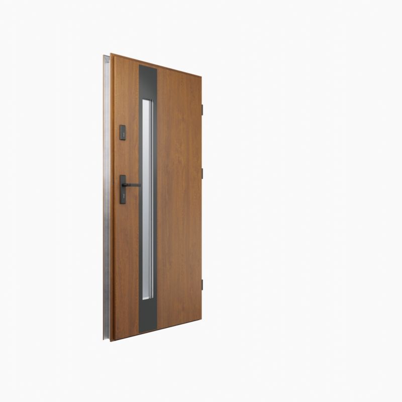 Drzwi zewnętrzne O.K. Doors Temida Black P55 80 prawe złoty dąb