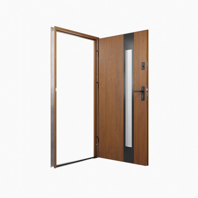 Drzwi zewnętrzne O.K. Doors Temida Black P55 80 prawe złoty dąb