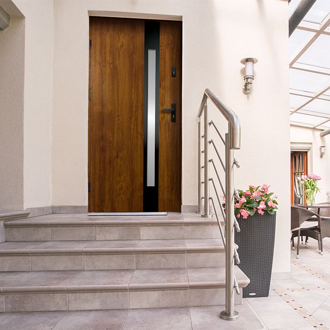 Drzwi zewnętrzne O.K. Doors Temida Black P55 90 prawe złoty dąb