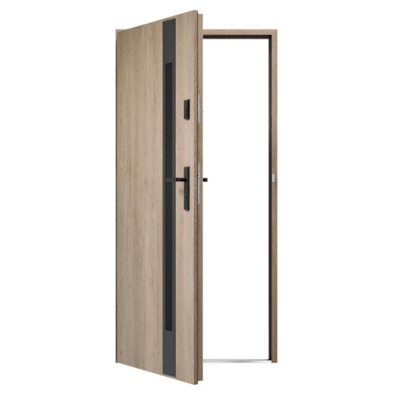 Drzwi zewnętrzne O.K.DOORS TEMIDA S68 90 lewe dąb turner