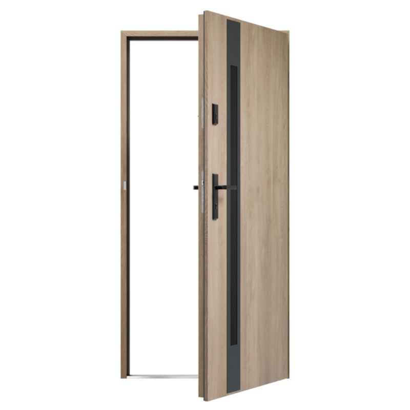Drzwi zewnętrzne O.K.DOORS TEMIDA S68 90 prawe dąb turner