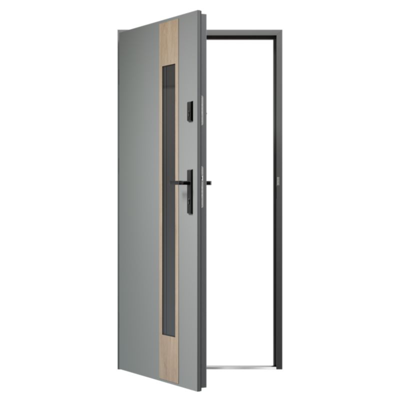 Drzwi zewnętrzne O.K.DOORS TINOS S68 90 lewe antracyt