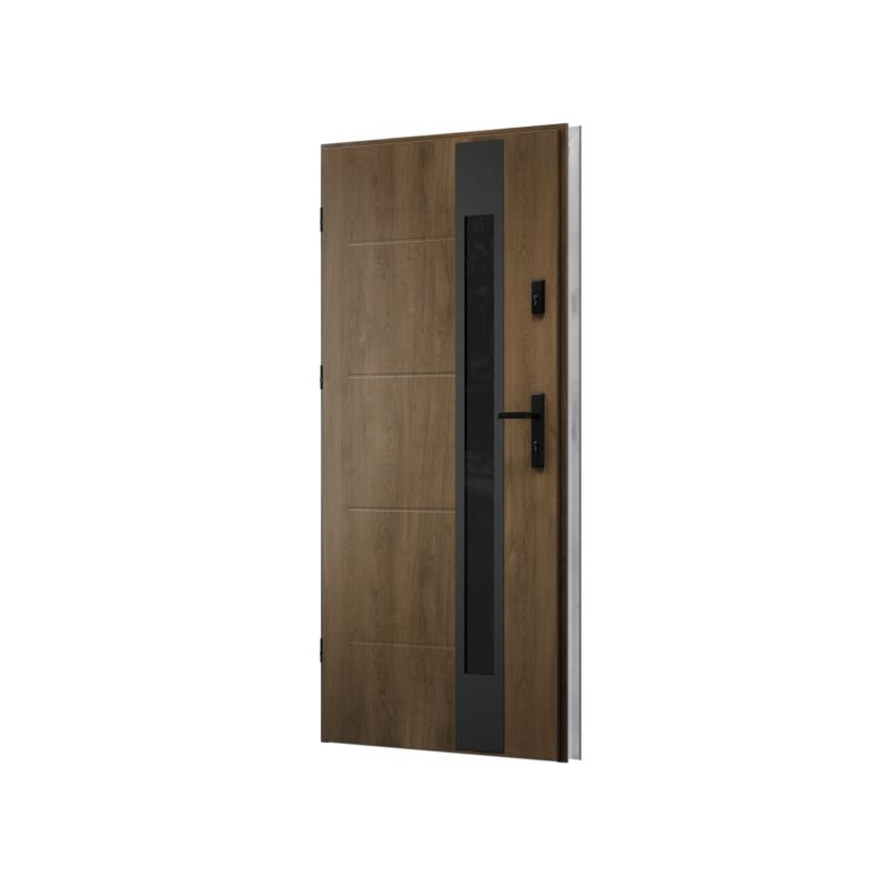 Drzwi zewnętrzne O.K.DOORS WEZUWIUSZ S68 90 prawe toffee