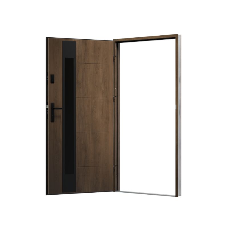 Drzwi zewnętrzne O.K.DOORS WEZUWIUSZ S68 90 prawe toffee
