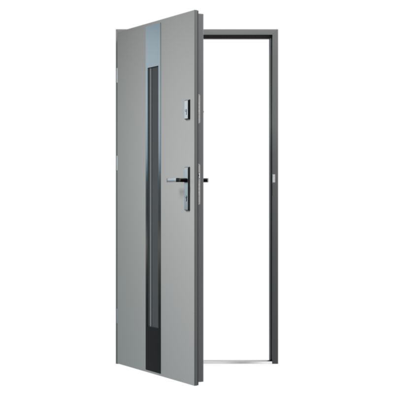 Drzwi zewnętrzne O.K.DOORS WIS S68 90 lewe antracyt