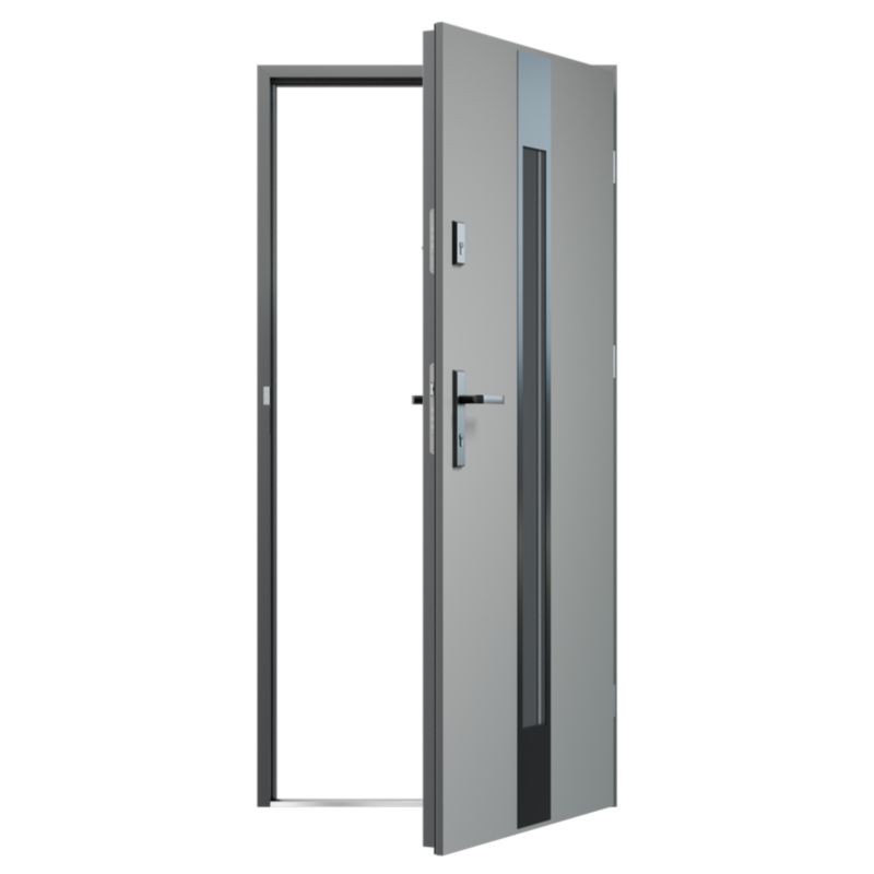 Drzwi zewnętrzne O.K.DOORS WIS S68 90 prawe antracyt
