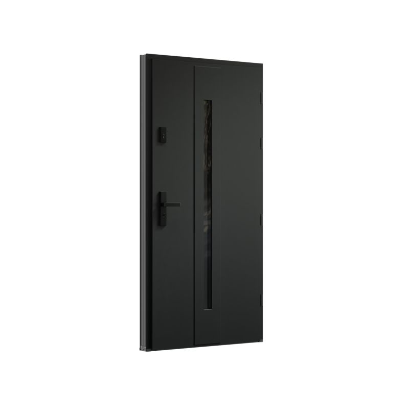 Drzwi zewnętrzne pasywne O.K.DOORS HOLM P90 90 prawe ciemny antracyt