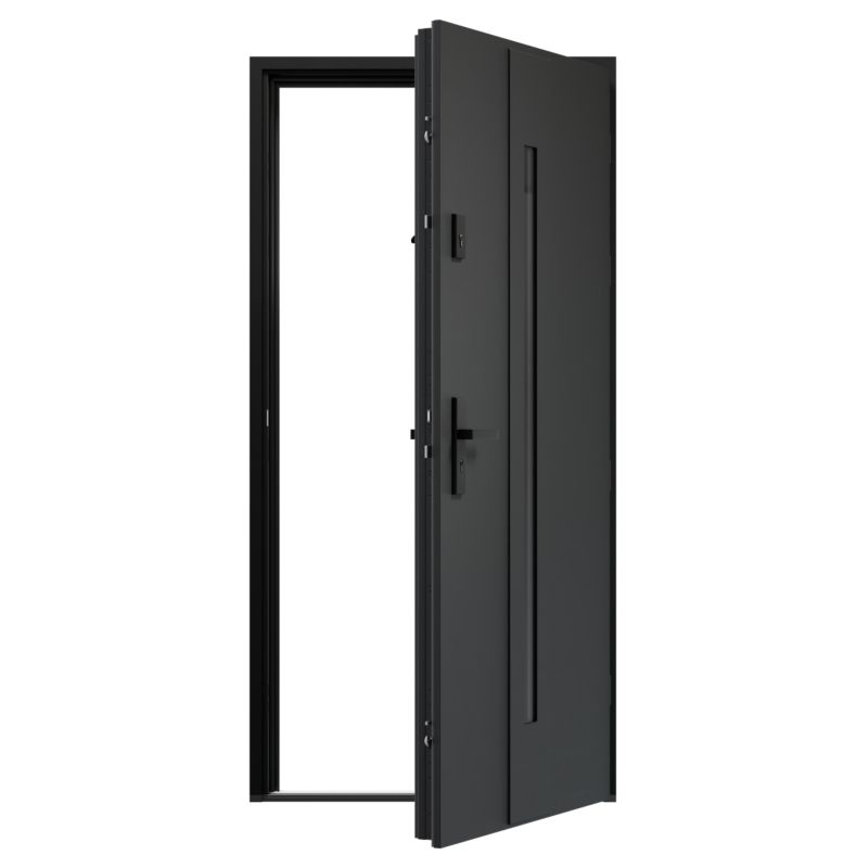 Drzwi zewnętrzne pasywne O.K.DOORS HOLM P90 90 prawe ciemny antracyt
