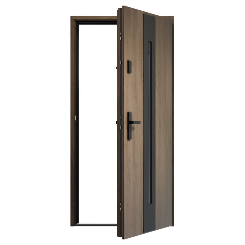Drzwi zewnętrzne pasywne O.K.DOORS HOLM P90 90 prawe toffee