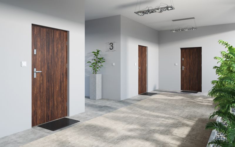 Drzwi zewnętrzne pełne O.K. Doors Artemida P55 80 prawe orzech