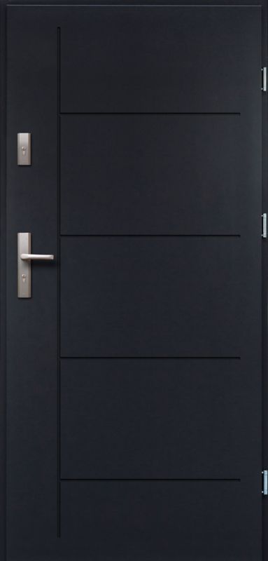Drzwi zewnętrzne stalowe pełne O.K. Doors Linea 90 prawe antracyt