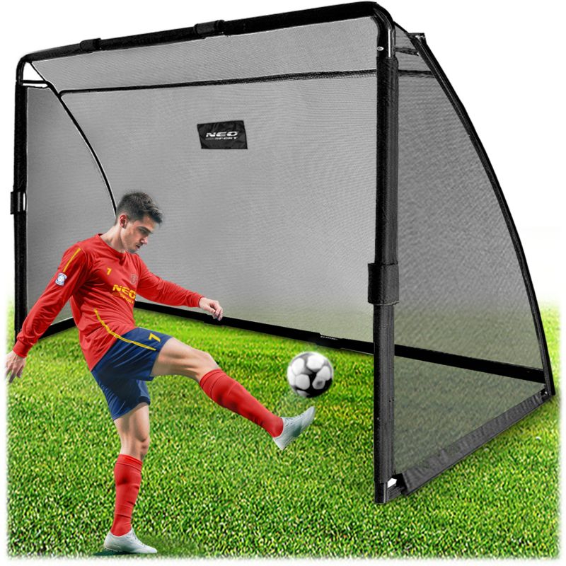 Duża bramka do piłki nożnej Neo-Sport NS-497 bramka piłkarska 300x200x90 cm stalowa czarna 1 szt.