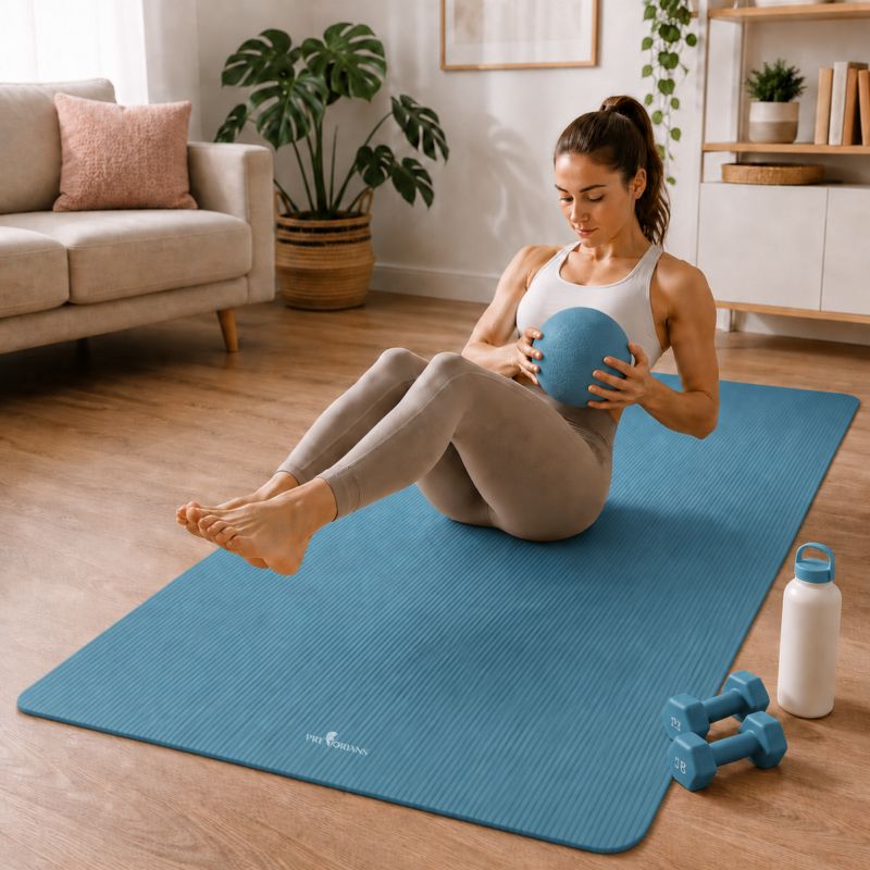 Duża mata do ćwiczeń Be-active.pl 190x100x1,5 cm antypoślizgowa gimnastyczna mata do jogi pilatesu fitness 1 szt. niebieska